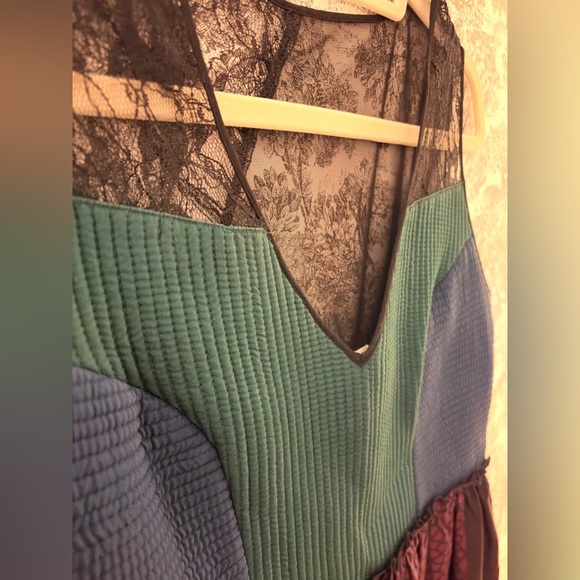 Niki Mahajan for Anthropologie Montage Midi Dress RARE Size 8 10 12 Silk Lace - Picture 9 of 14